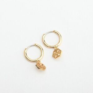 NWOT Tory Gold Hexagon Small Hoop Dangle Earrings